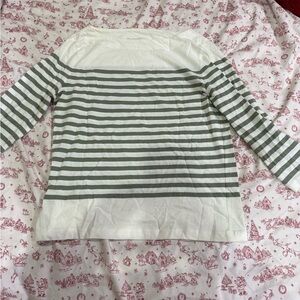 Mango Green and White Striped Top